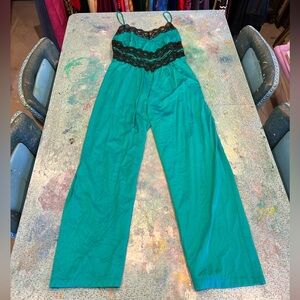 Petra Fashions Teal and Black Lace Jumpsuit